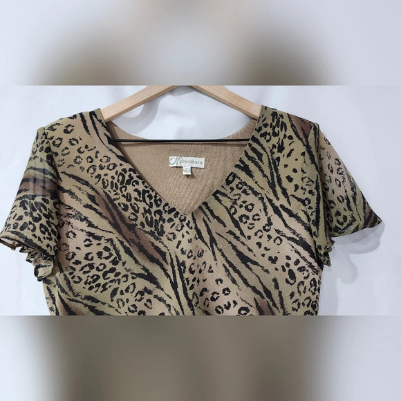 VTG Dress Barn Women's Skirt Set Size 10 Animal Print Chiffon Ruffle Hem Mobwife - Picture 7 of 10